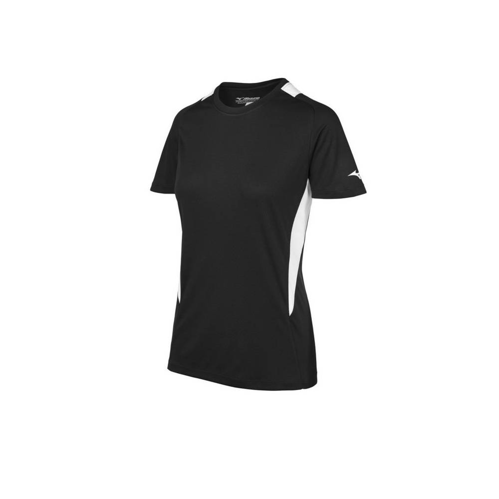 Jerseys Mizuno Crew Neck Mujer Negras/Blancas Baratas YQHN-52981